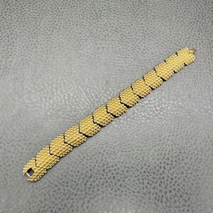 Vintage Carolee Bracelet Gold Tone Textured Beaded Link‎ Chunky Chain Signed
